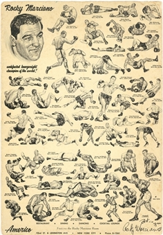 Rocky Marciano Signed & Inscribed 9 1/2 x 13 1/2 Defeated Opponents Two-Fold Display (Beckett)